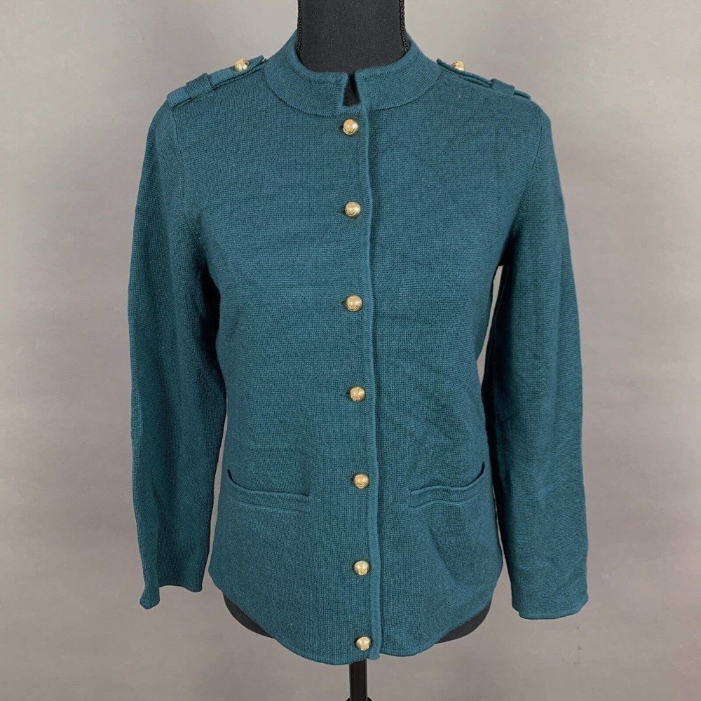 Talbots Merino Wool Button Up Gold Button Jacket … - image 1